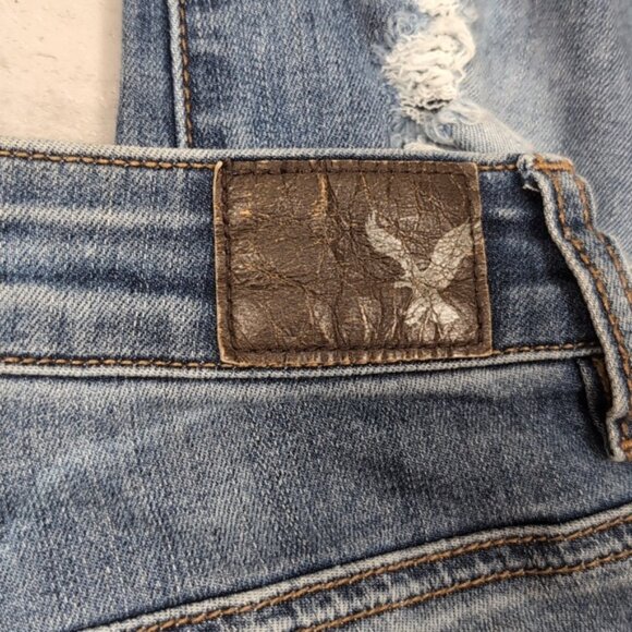 AEO Distressed Jegging Crop Denim Cafe Jeans Destroyed Ripped Super Stretch - Picture 11 of 14
